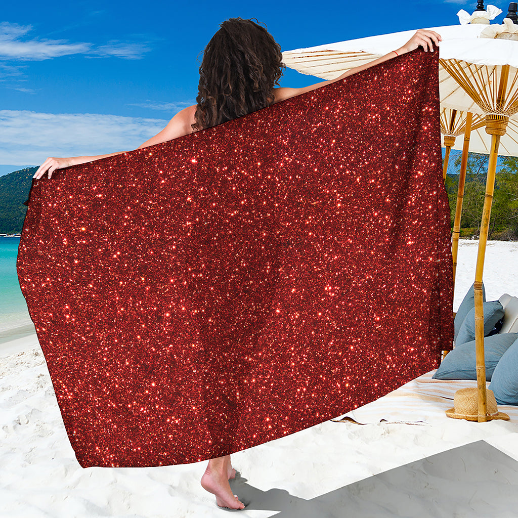 Burgundy Glitter Artwork Print (NOT Real Glitter) Beach Sarong Wrap