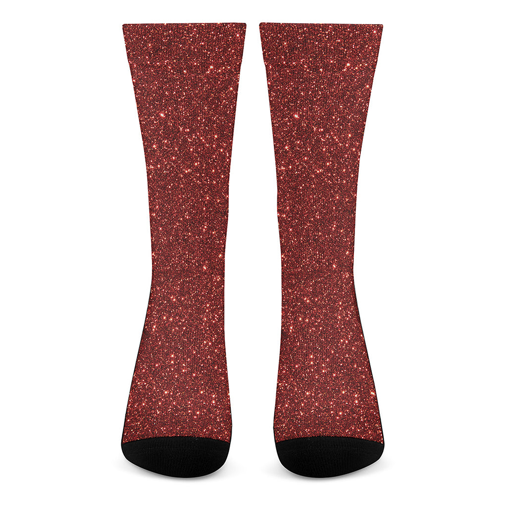 Burgundy Glitter Artwork Print (NOT Real Glitter) Crew Socks