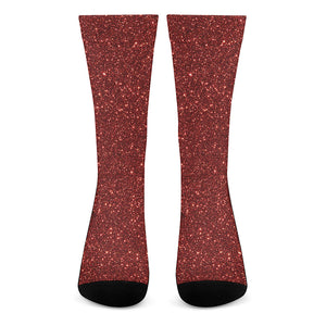 Burgundy Glitter Artwork Print (NOT Real Glitter) Crew Socks