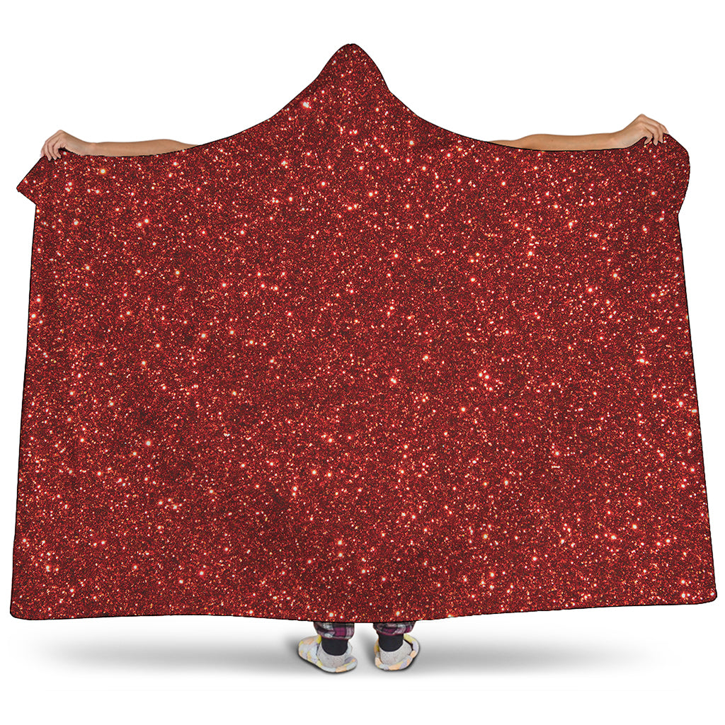Burgundy Glitter Artwork Print (NOT Real Glitter) Hooded Blanket