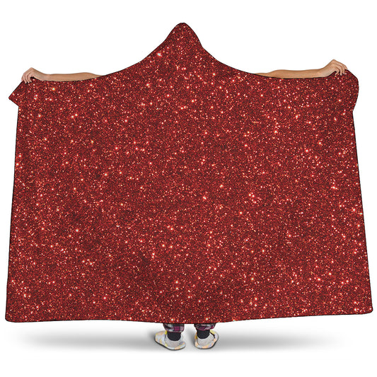 Burgundy Glitter Artwork Print (NOT Real Glitter) Hooded Blanket