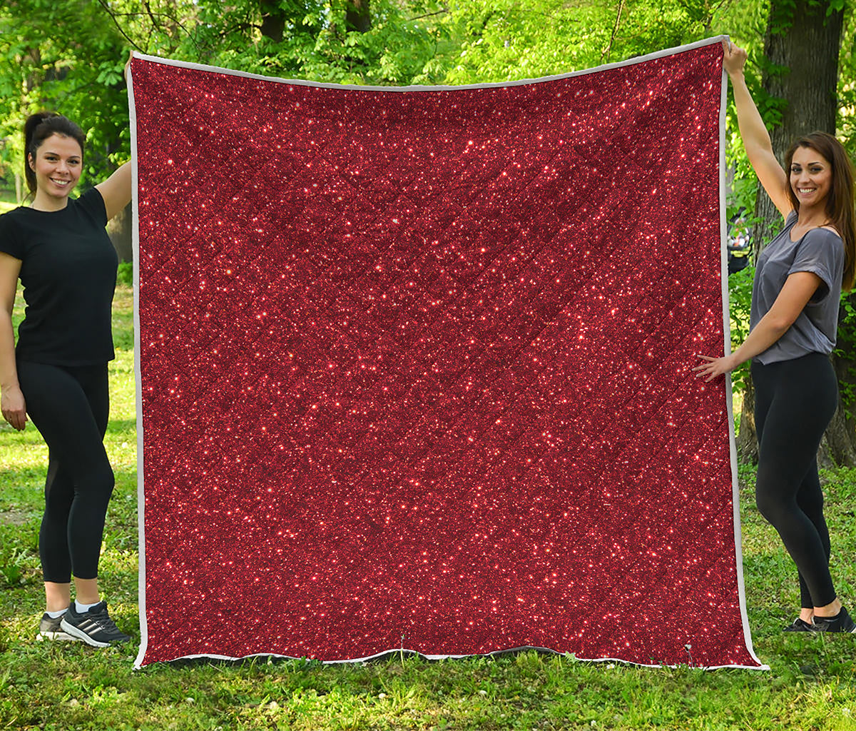 Burgundy Glitter Artwork Print (NOT Real Glitter) Quilt