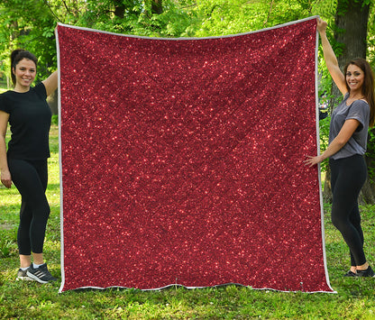 Burgundy Glitter Artwork Print (NOT Real Glitter) Quilt