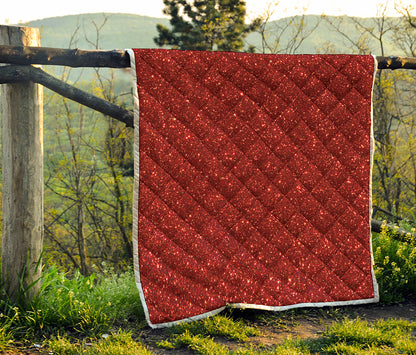 Burgundy Glitter Artwork Print (NOT Real Glitter) Quilt