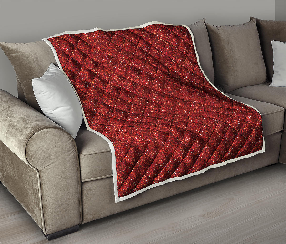 Burgundy Glitter Artwork Print (NOT Real Glitter) Quilt