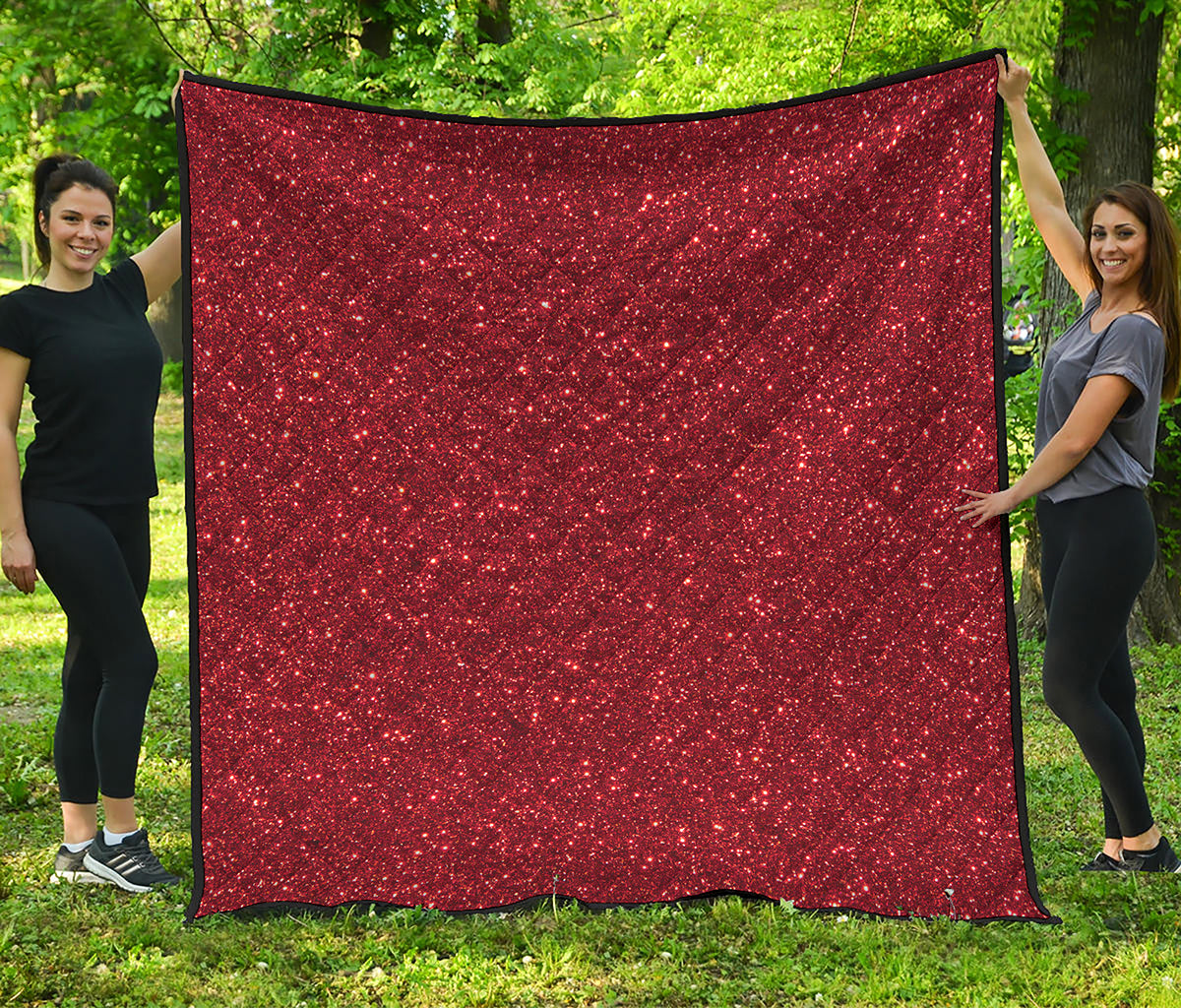 Burgundy Glitter Artwork Print (NOT Real Glitter) Quilt