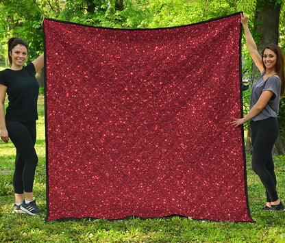 Burgundy Glitter Artwork Print (NOT Real Glitter) Quilt