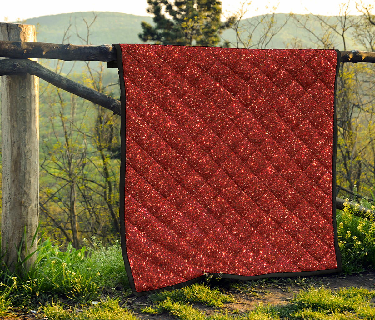 Burgundy Glitter Artwork Print (NOT Real Glitter) Quilt