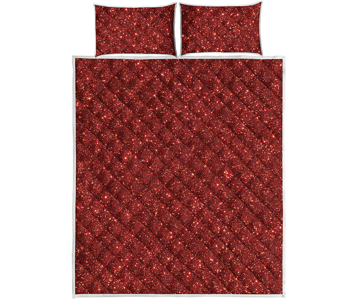 Burgundy Glitter Artwork Print (NOT Real Glitter) Quilt Bed Set