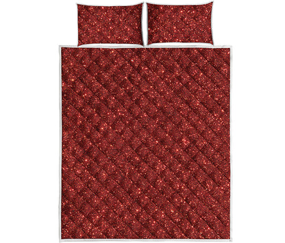 Burgundy Glitter Artwork Print (NOT Real Glitter) Quilt Bed Set