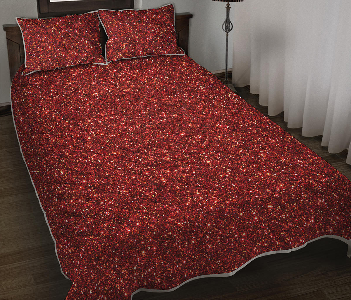 Burgundy Glitter Artwork Print (NOT Real Glitter) Quilt Bed Set