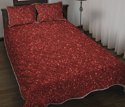 Burgundy Glitter Artwork Print (NOT Real Glitter) Quilt Bed Set