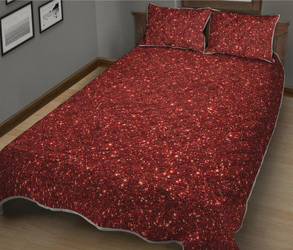 Burgundy Glitter Artwork Print (NOT Real Glitter) Quilt Bed Set
