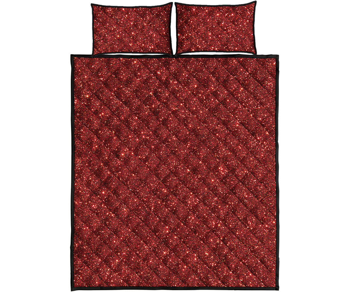 Burgundy Glitter Artwork Print (NOT Real Glitter) Quilt Bed Set