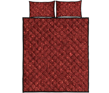 Burgundy Glitter Artwork Print (NOT Real Glitter) Quilt Bed Set