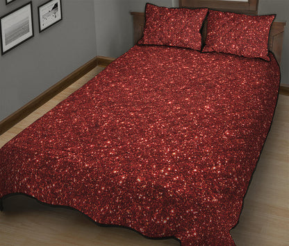 Burgundy Glitter Artwork Print (NOT Real Glitter) Quilt Bed Set