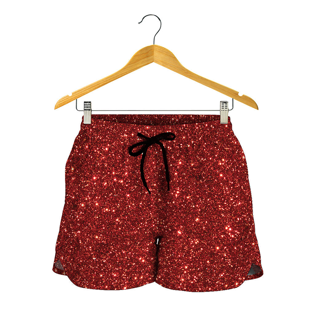 Burgundy Glitter Artwork Print (NOT Real Glitter) Women's Shorts