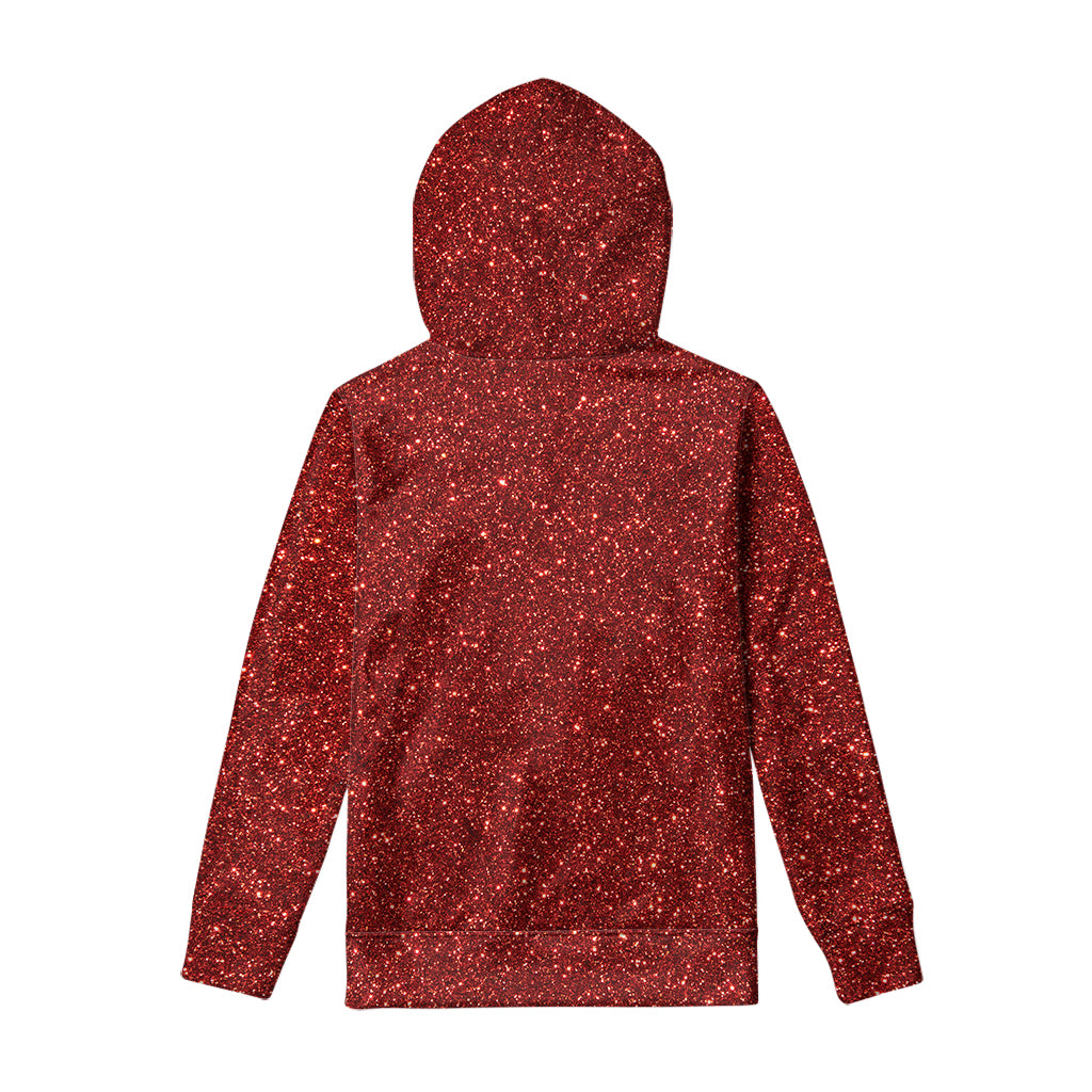 Burgundy Glitter Artwork Print Pullover Hoodie