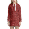 Burgundy Glitter Texture Print Hoodie Dress