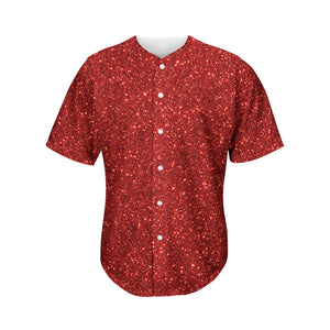 Burgundy Glitter Texture Print Men's Baseball Jersey