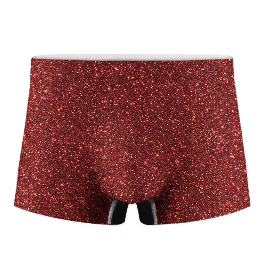 Burgundy Glitter Texture Print Men's Boxer Briefs