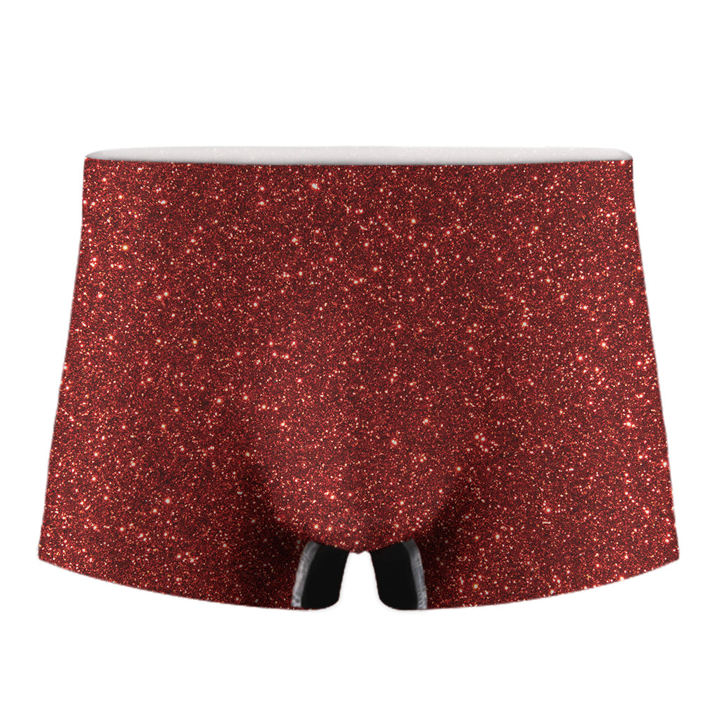 Burgundy Glitter Texture Print Men's Boxer Briefs