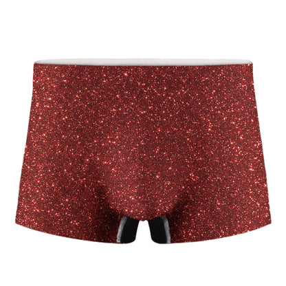 Burgundy Glitter Texture Print Men's Boxer Briefs
