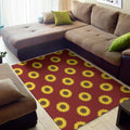 Burgundy Sunflower Pattern Print Floor Mat
