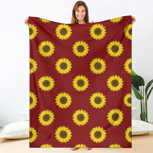 Burgundy Sunflower Pattern Print Blanket