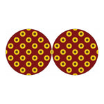 Burgundy Sunflower Pattern Print Car Coasters