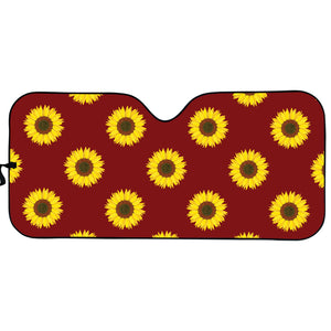 Burgundy Sunflower Pattern Print Car Sun Shade