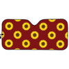 Burgundy Sunflower Pattern Print Car Sun Shade