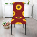 Burgundy Sunflower Pattern Print Dining Chair Slipcover