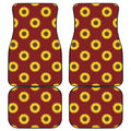Burgundy Sunflower Pattern Print Front and Back Car Floor Mats