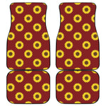 Burgundy Sunflower Pattern Print Front and Back Car Floor Mats