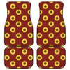 Burgundy Sunflower Pattern Print Front and Back Car Floor Mats