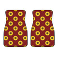 Burgundy Sunflower Pattern Print Front Car Floor Mats