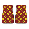 Burgundy Sunflower Pattern Print Front Car Floor Mats