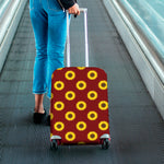 Burgundy Sunflower Pattern Print Luggage Cover