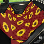 Burgundy Sunflower Pattern Print Pet Car Back Seat Cover