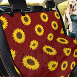 Burgundy Sunflower Pattern Print Pet Car Back Seat Cover