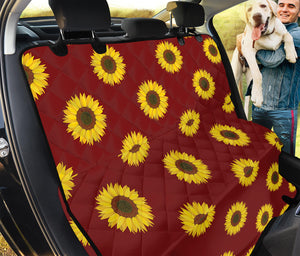 Burgundy Sunflower Pattern Print Pet Car Back Seat Cover