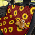 Burgundy Sunflower Pattern Print Pet Car Back Seat Cover