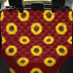 Burgundy Sunflower Pattern Print Pet Car Back Seat Cover