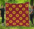 Burgundy Sunflower Pattern Print Quilt