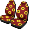 Burgundy Sunflower Pattern Print Universal Fit Car Seat Covers