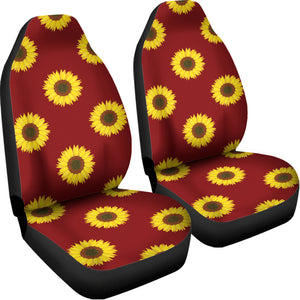 Burgundy Sunflower Pattern Print Universal Fit Car Seat Covers