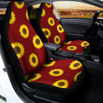 Burgundy Sunflower Pattern Print Universal Fit Car Seat Covers