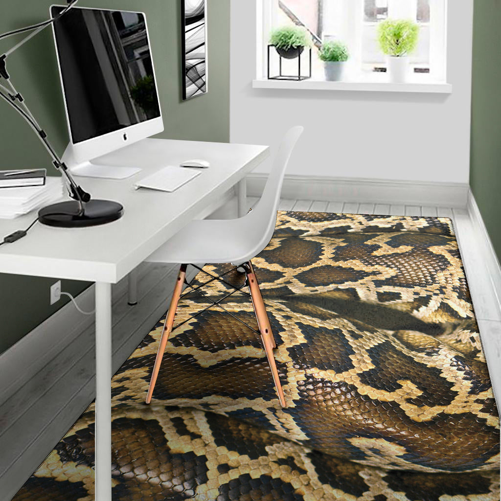 Burmese Python Snake Print Area Rug