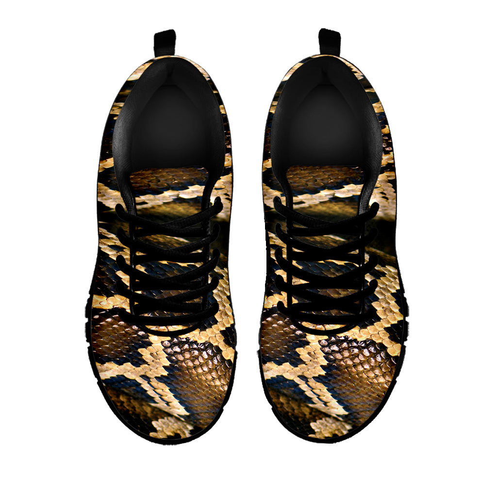 Burmese Python Snake Print Black Sneakers